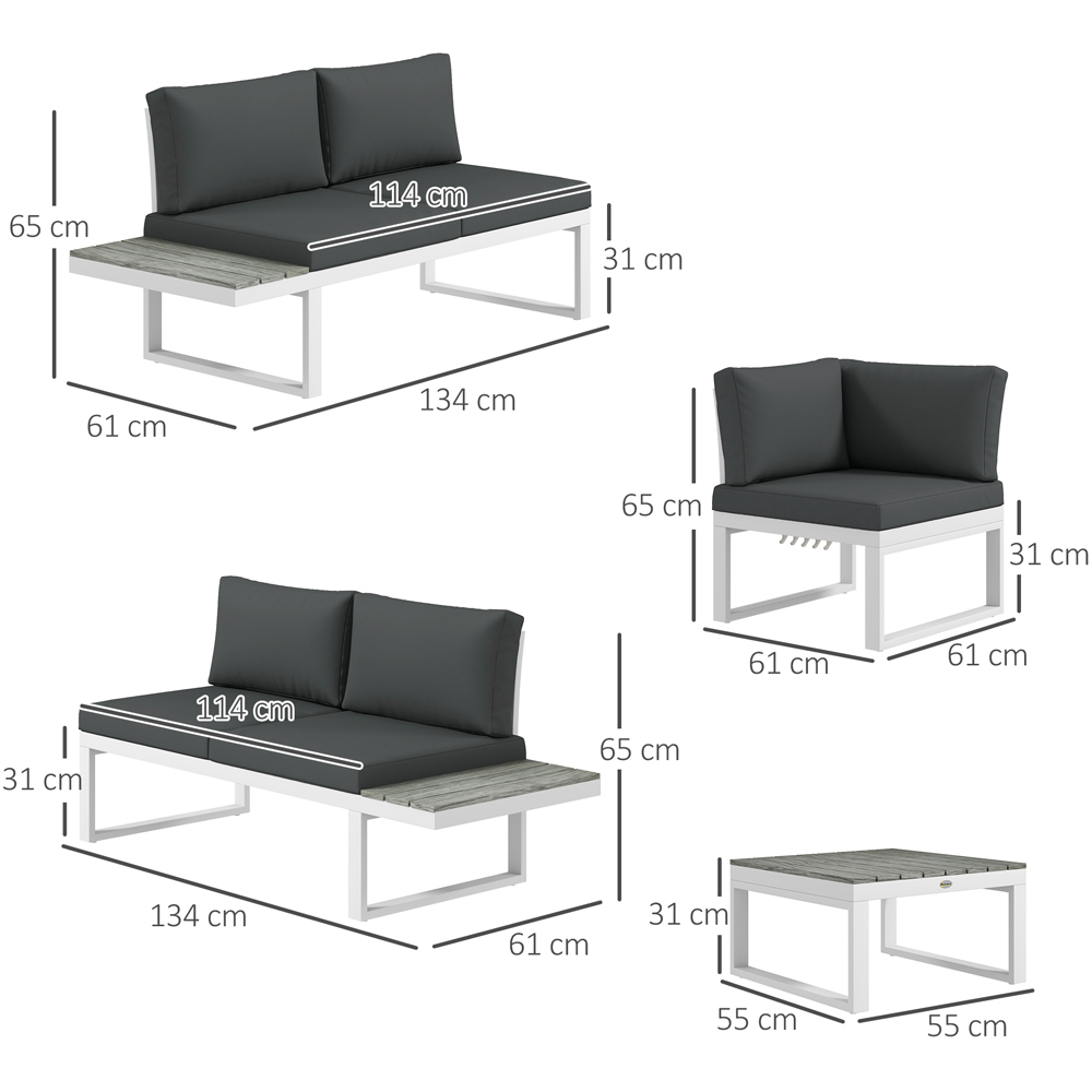 Outsunny 5 Seater White Recliner Corner Lounge Set Image 7
