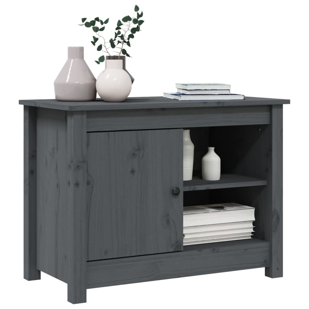 vidaXL Single Door 2 Shelf Grey Pine Wood TV Cabinet Image 5