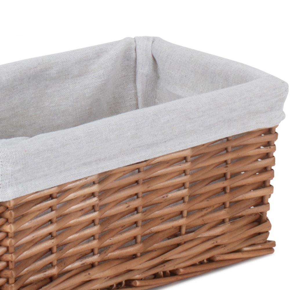 Red Hamper Small Double Steamed Wicker Storage Basket with White Lining Image 3