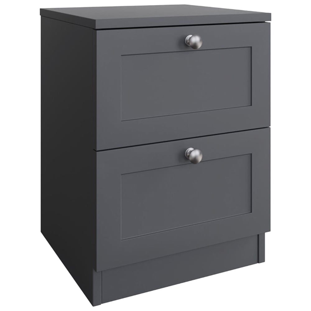 FWStyle Artus 2 Drawer Dark Grey Panelled Bedside Table Image 2