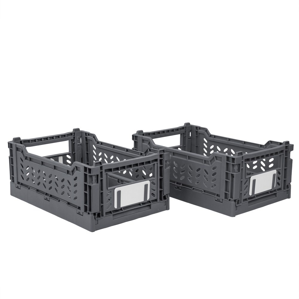 JVL Stackit Grey Foldable Storage Crate 4L 4 Pack Image 2