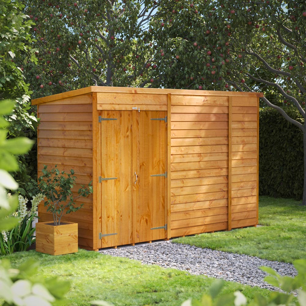 Power 10 x 4ft Overlap Pent Windowless Double Door Garden Shed Image 2