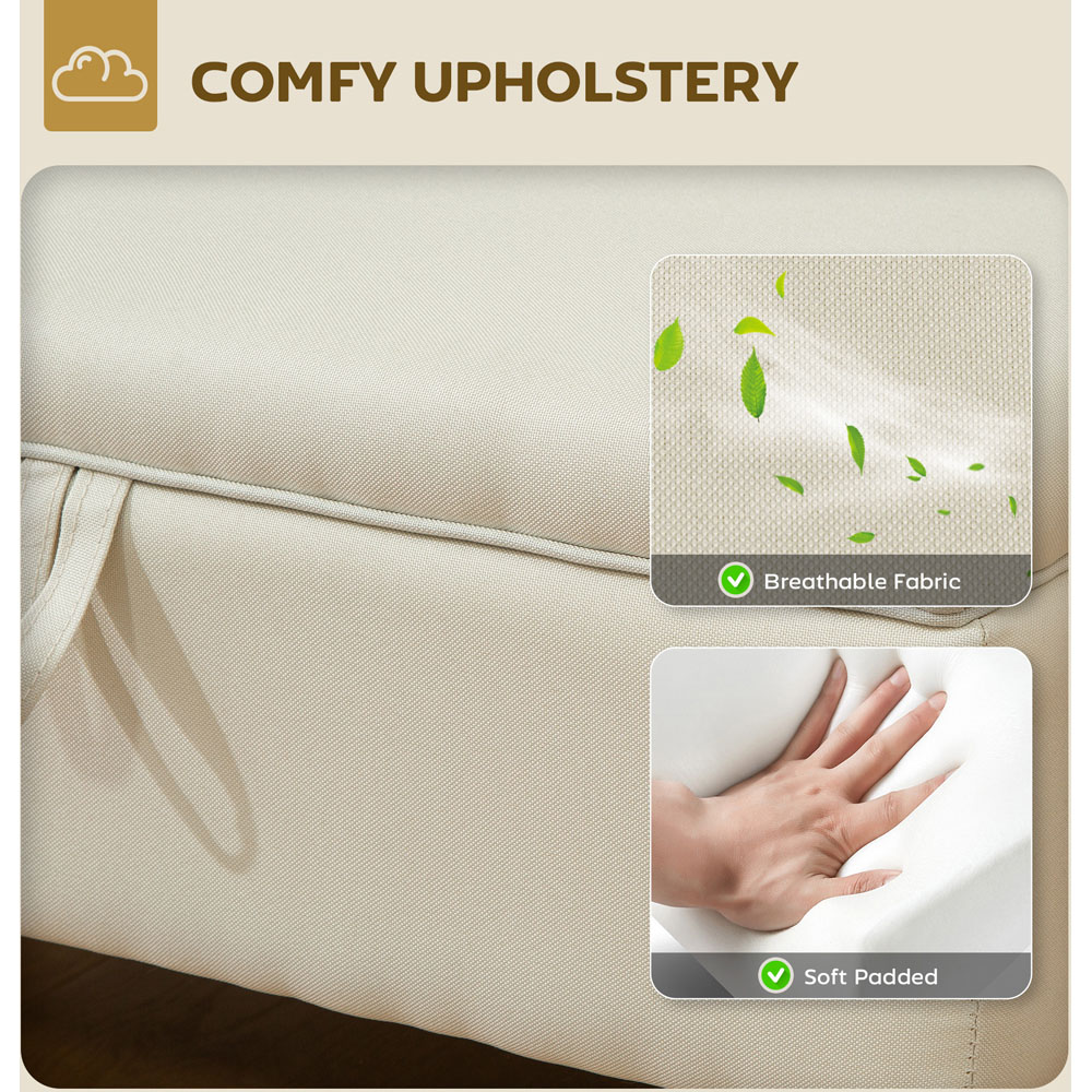 HOMCOM Beige Linen Fabric Ottoman Storage Box Image 5