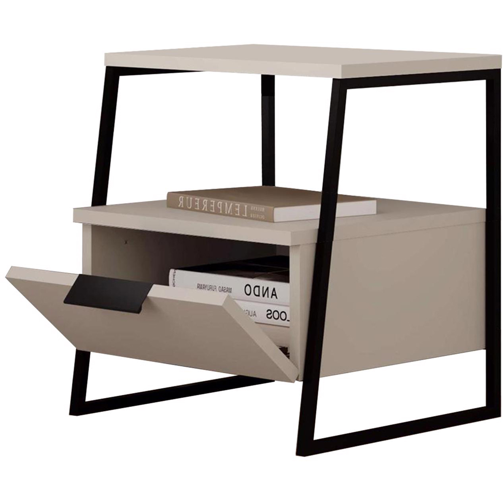 FWStyle Pal Single Door Single Shelf Sandstone Bedside Table Image 4