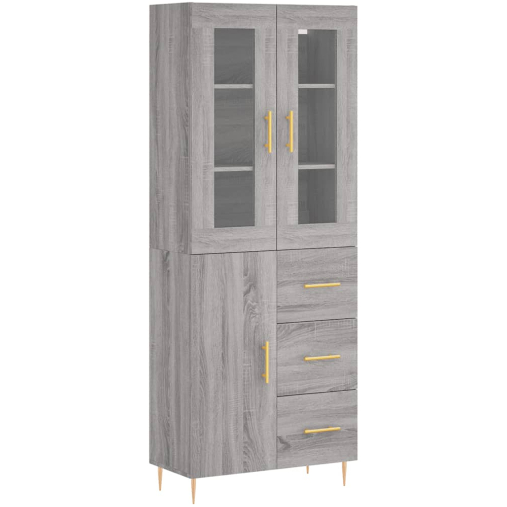 vidaXL 3 Door 3 Drawer Grey Sonoma Highboard Image 2