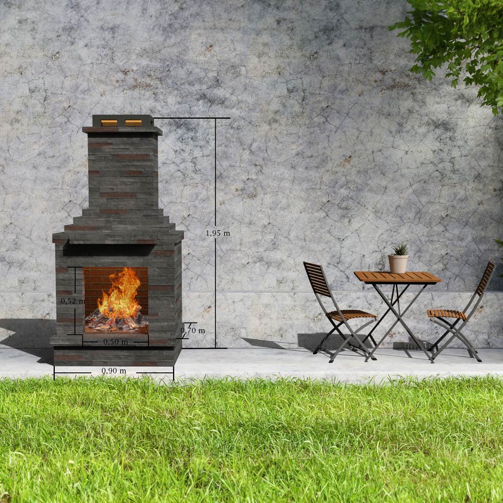 Callow Dark Stone Outdoor Wood Burning Fireplace Self Assembly Kit Grey Image 3