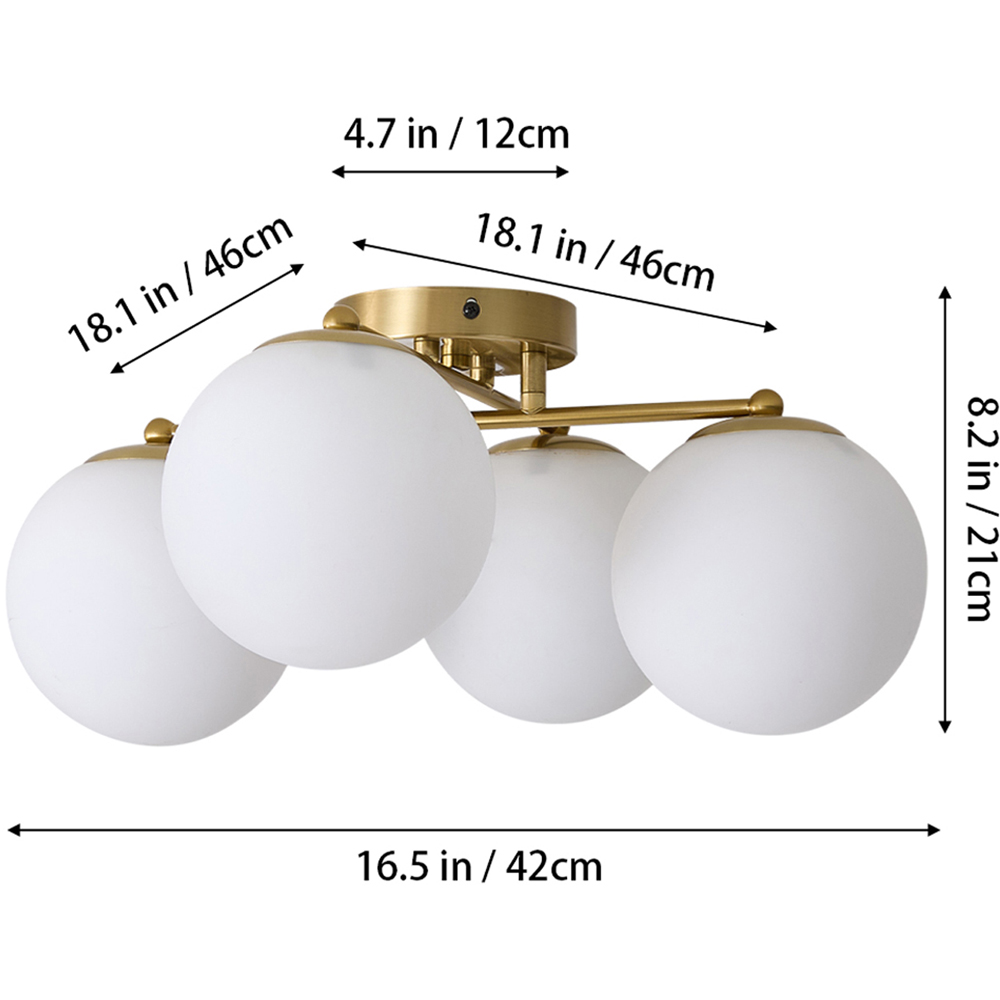 Living and Home 4 Light Gold Glass E27 Ceiling Light Image 7