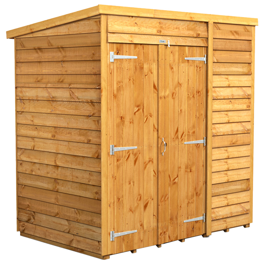 Power 6 x 4ft Overlap Pent Windowless Double Door Garden Shed Image 1