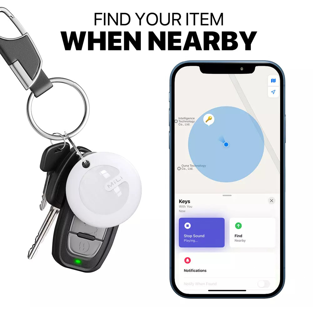 Maplin MiLi MiTag MFI White Find My Item Finder with PU Leather Keyring 3 Pack Image 7
