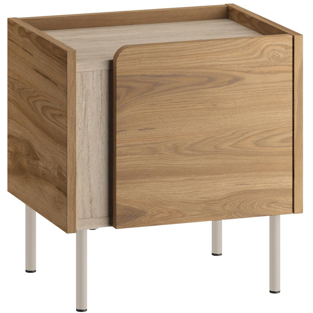Decortie Norm Single Door Travertine Bedside Table Image 2