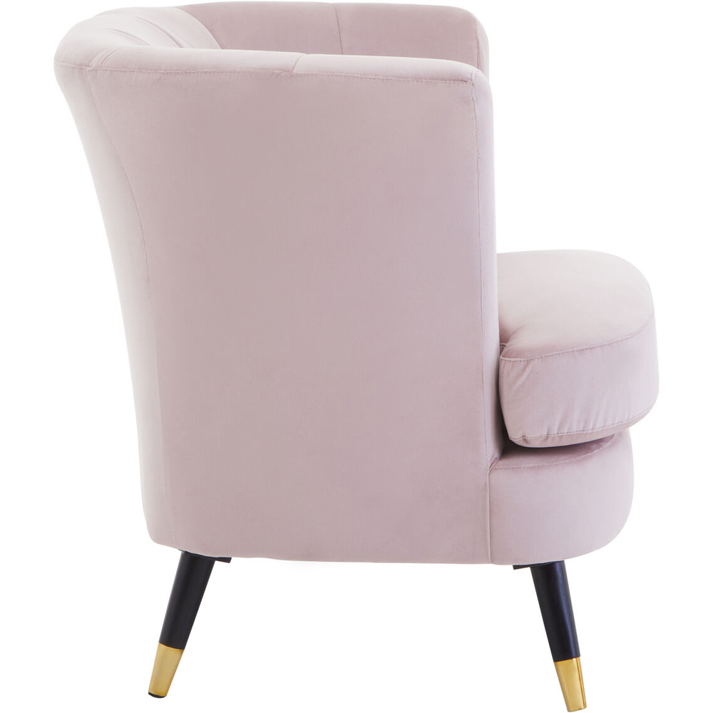Premier Housewares Loretta Dusky Pink Velvet Curved Accent Chair Image 5