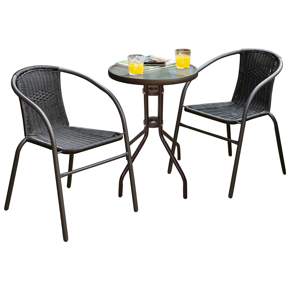 Wilko Rattan Effect Stacking Bistro Set Image 1