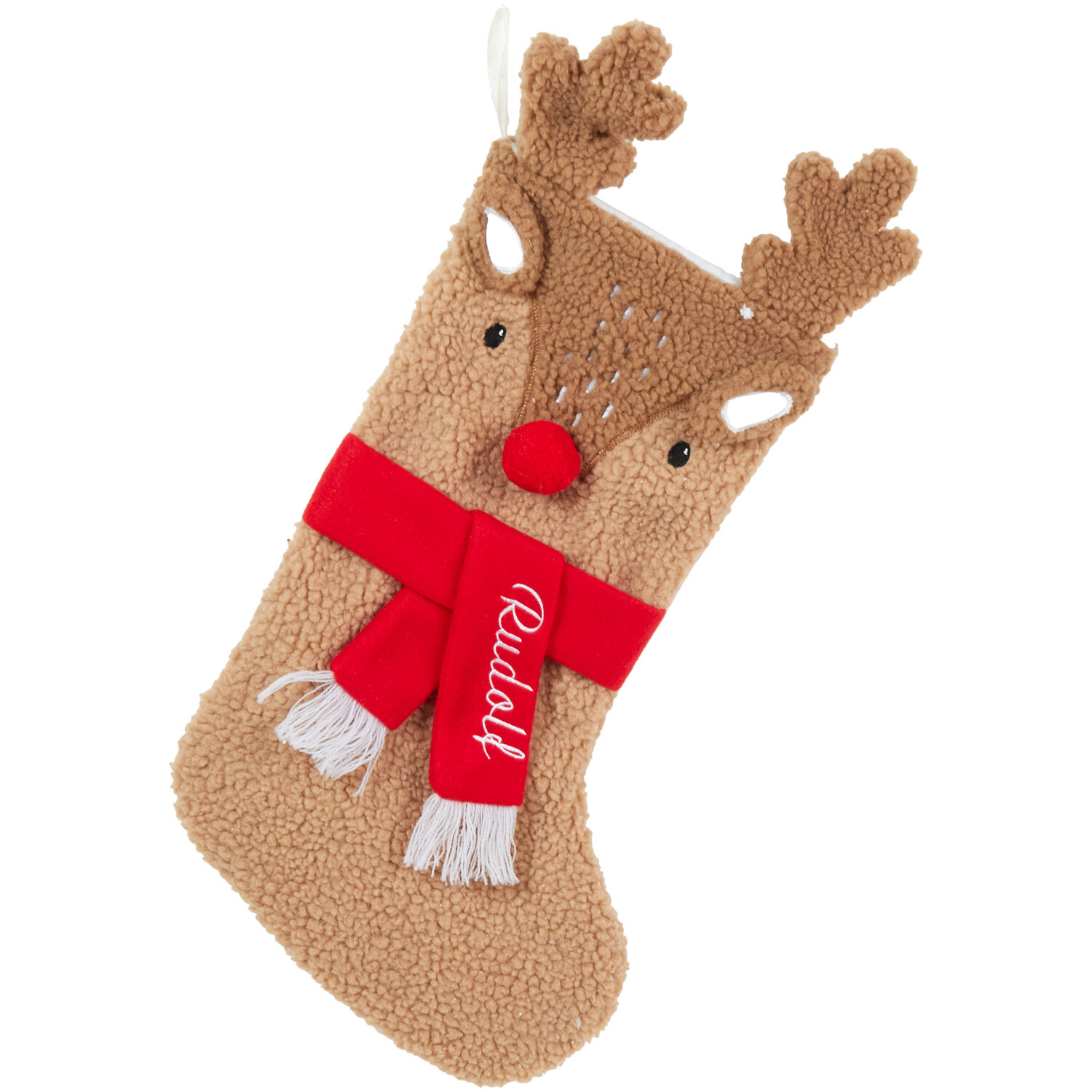 Merry Christmas Reindeer Stocking - Brown Image 1