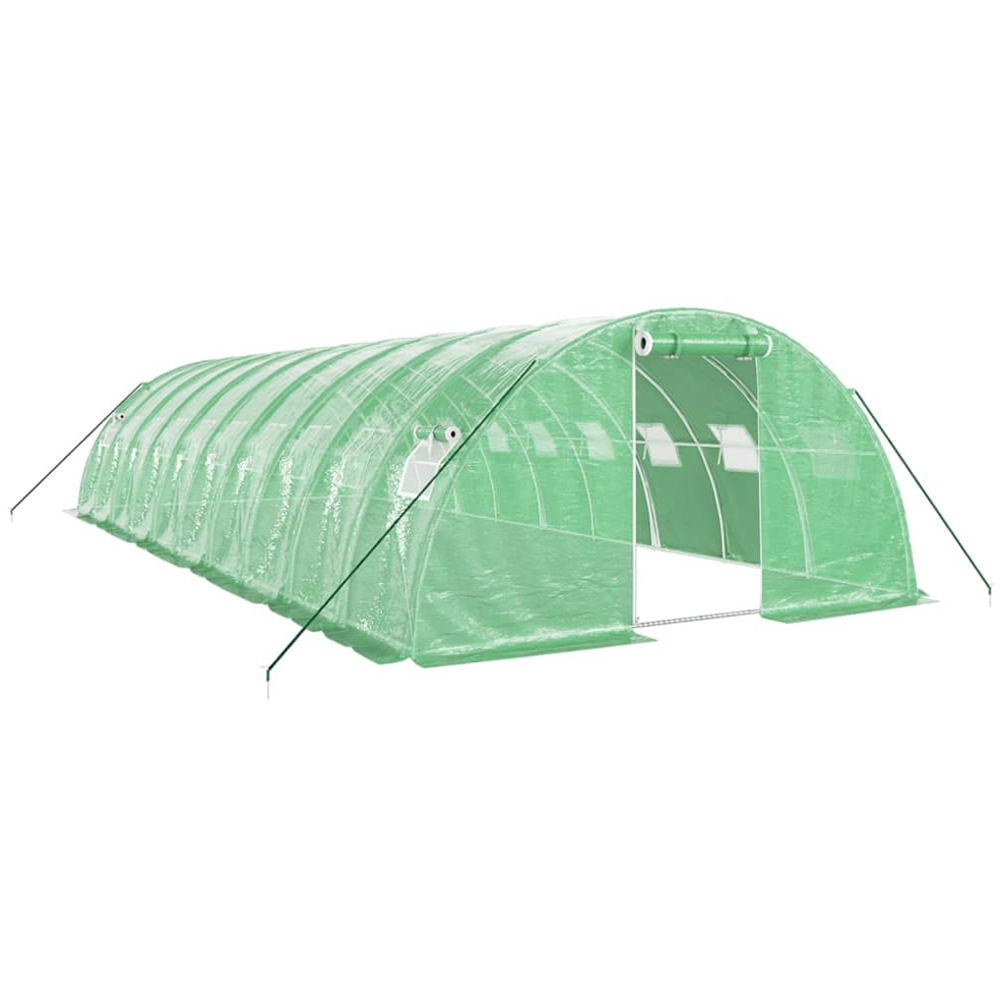 vidaXL Green Polyethylene Galvanised Steel Frame 32.8 x 13.1ft Greenhouse Image 1