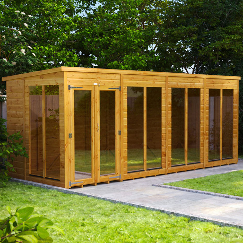 Power Sheds 16 x 6ft Double Door Pent Traditional Summerhouse Image 2