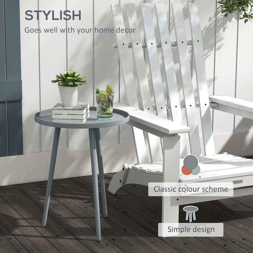 Outsunny Grey Round Garden Coffee Table Image 8