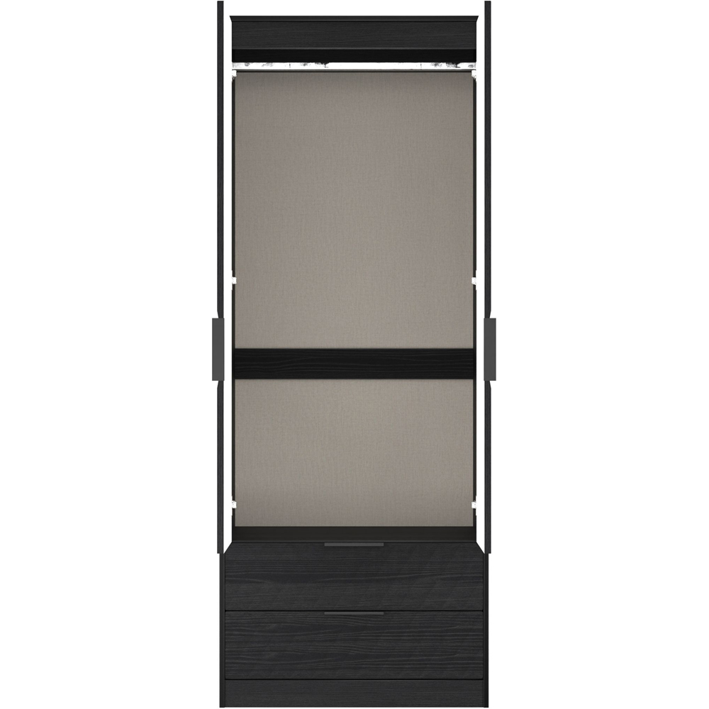 Crowndale Harlequin 2 Door 2 Drawer Black Ash Tall Wardrobe Ready Assembled Image 6
