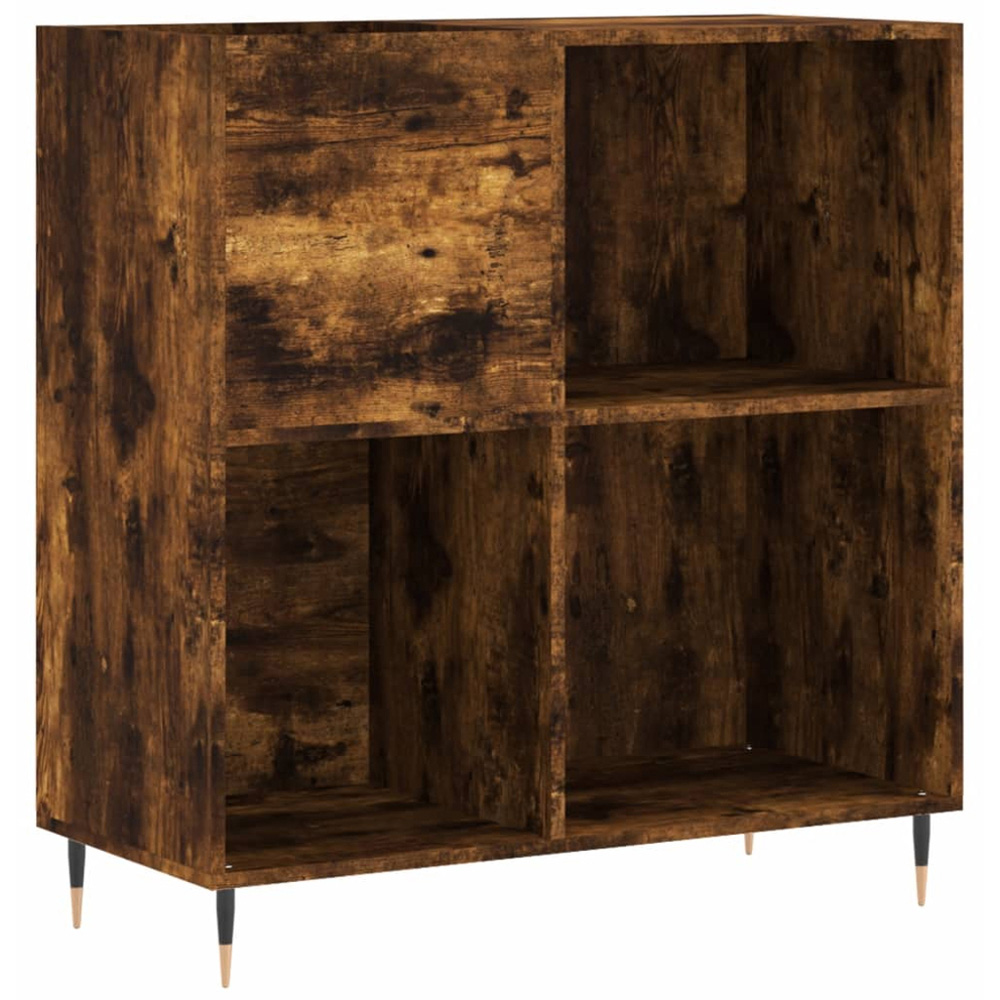 vidaXL 3 Shelf Smoked Oak Square Record Cabinet Image 2