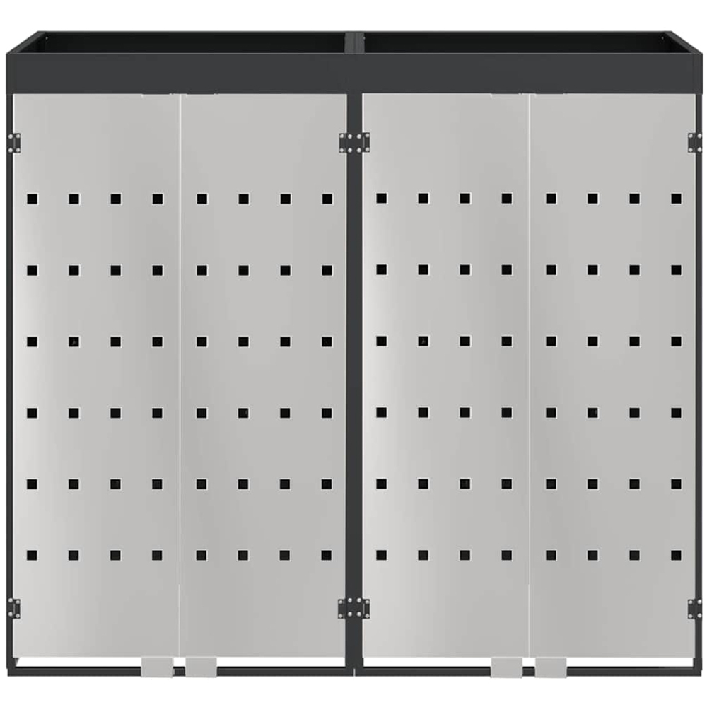 vidaXL Anthracite 2 Wheelie Bin Storage Shed with Stainless Steel Door and Planter Roof Image 4
