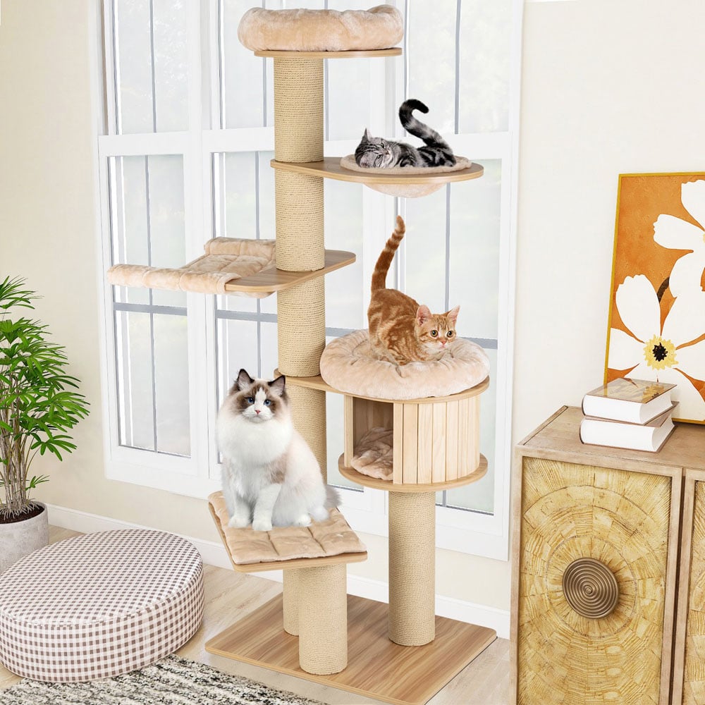 Costway 191cm Beige Cat Tree Scratcher Image 2