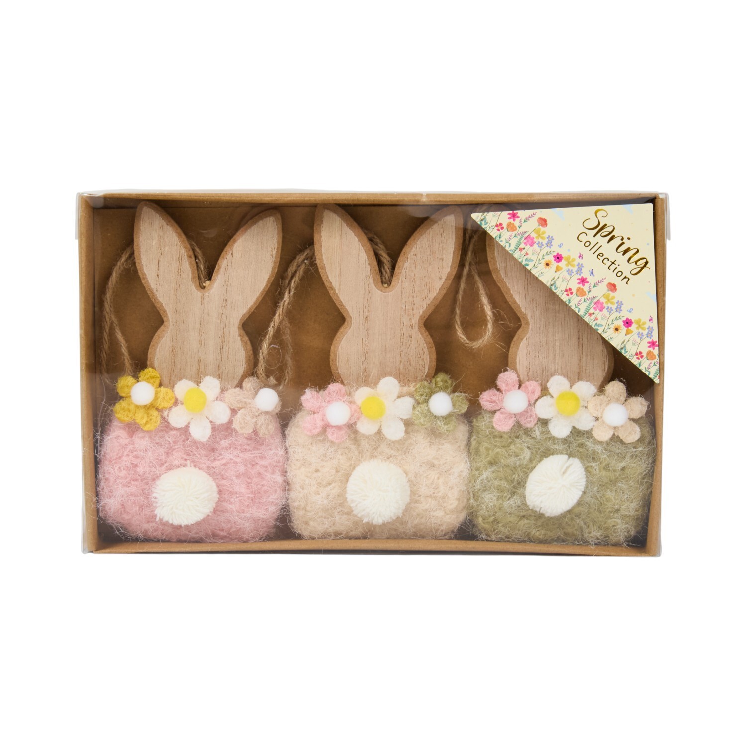 Set of 3 Wooden Rabbits Image 2