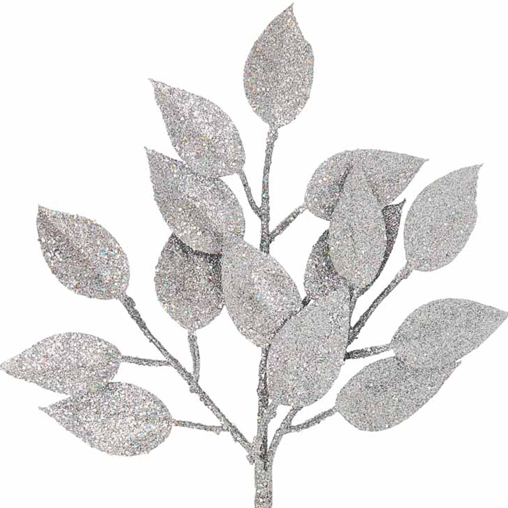 Wilko Glitters Silver Foliage Leaves Pick Image 2