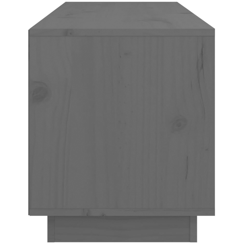 vidaXL 2 Door 2 Shelf Grey Solid Pine Wood TV Cabinet Image 7