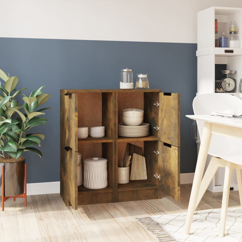 vidaXL 2 Door Smoked Oak Sideboard Set of 2 Image 3