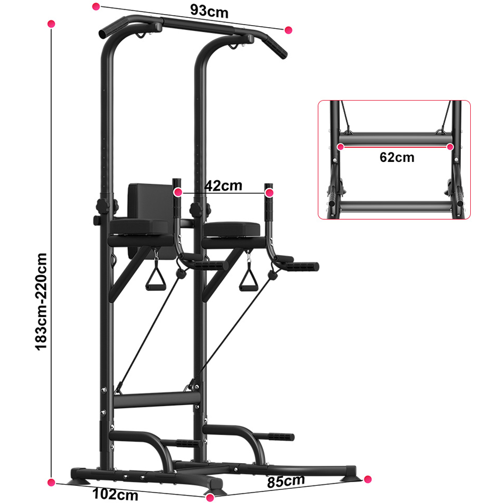 Rattrix A1 Black Power Tower Dip Station with Resistance Bands Image 8