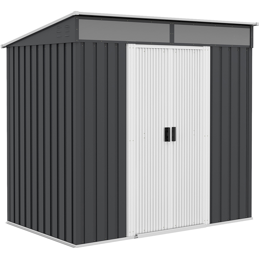 Outsunny 6.5 x 4ft Grey Double Door Storage Metal Shed Image 1