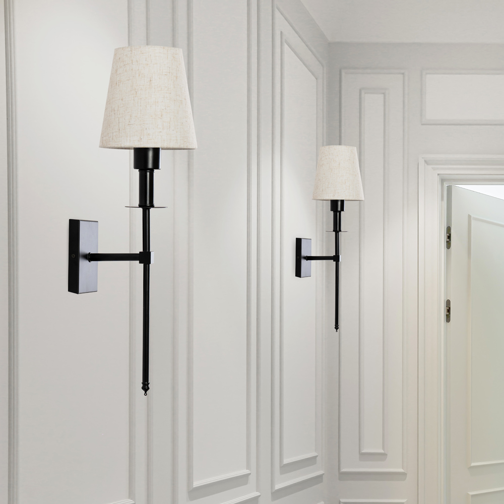 ValueLights Kincaid Black Easy Fit Rechargeable LED Wall Light 2 Pack Image 4