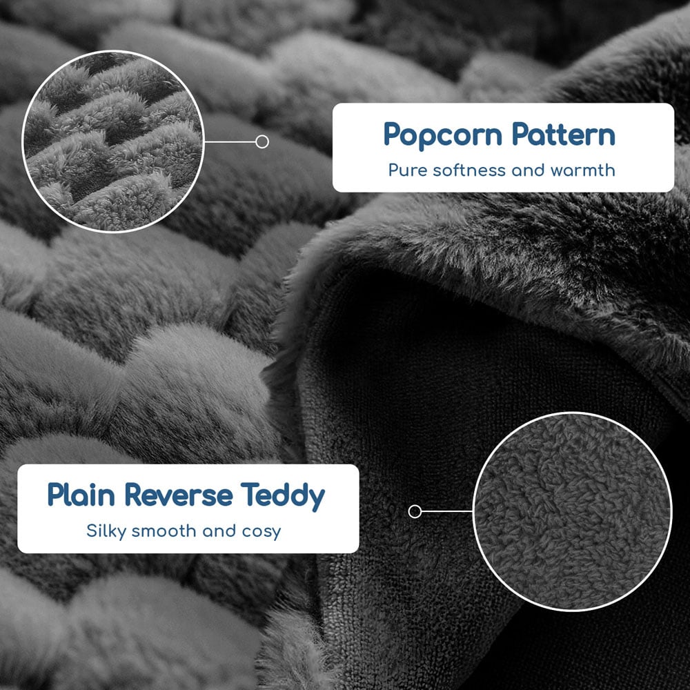 Velosso King Size Charcoal Chunky Popcorn Duvet Set Image 3