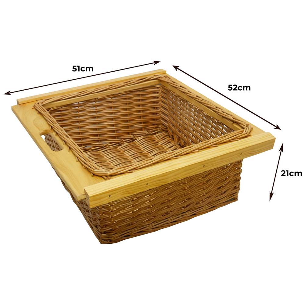 Kukoo Brown Beech and Rattan Wicker Pull Out Kitchen Basket Image 4