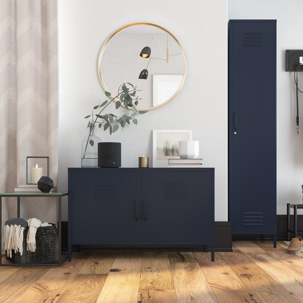 Dorel Bradford 2 Door 2 Shelf Navy Metal Accent Cabinet Image 7