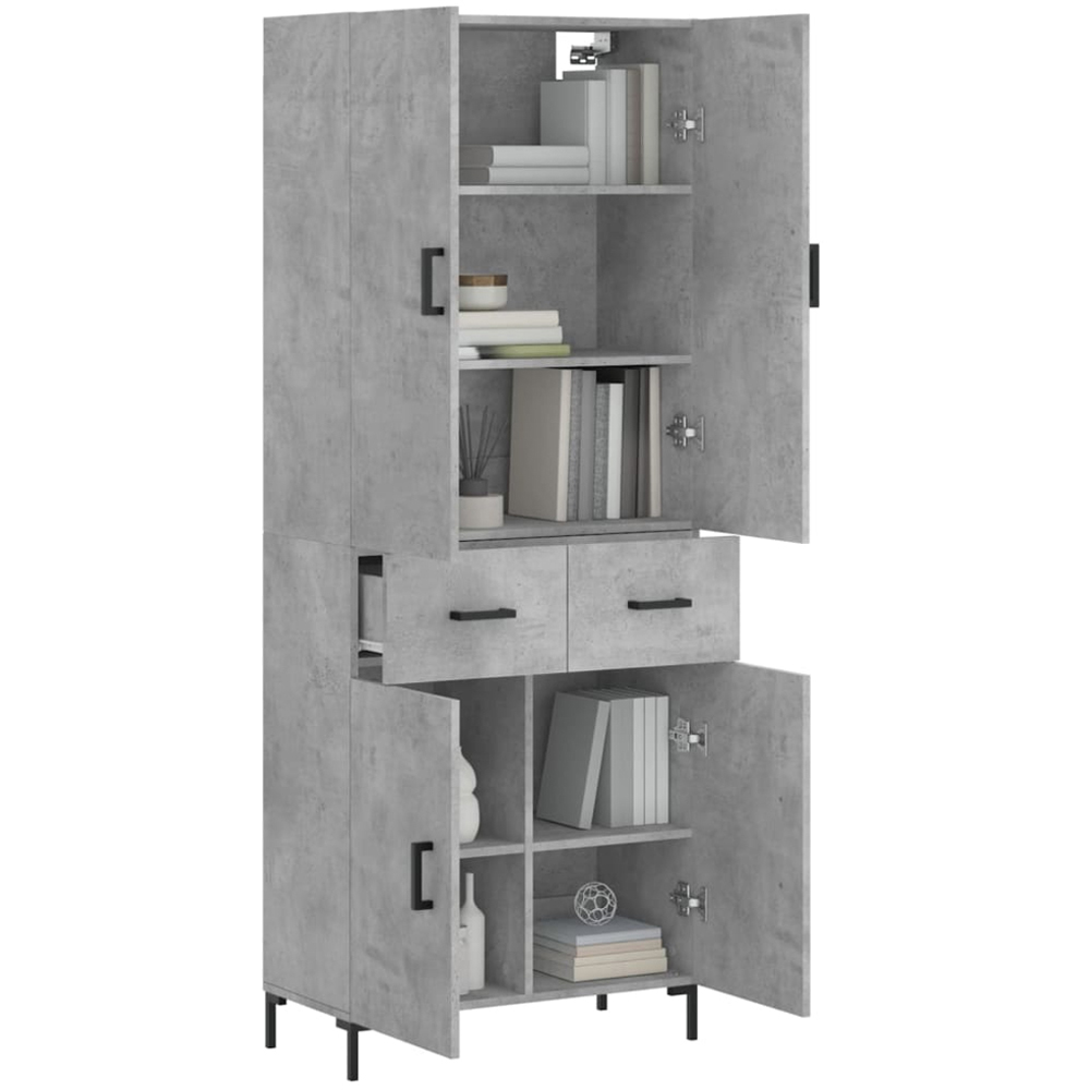 vidaXL 4 Door 2 Drawer Concrete Grey Highboard Image 3