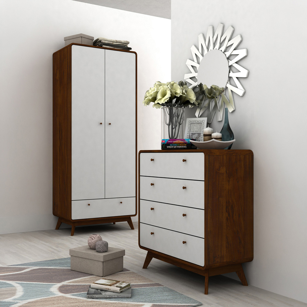 Loft24 Cassie 4 Drawer Walnut and White Chest of Drawers Image 6