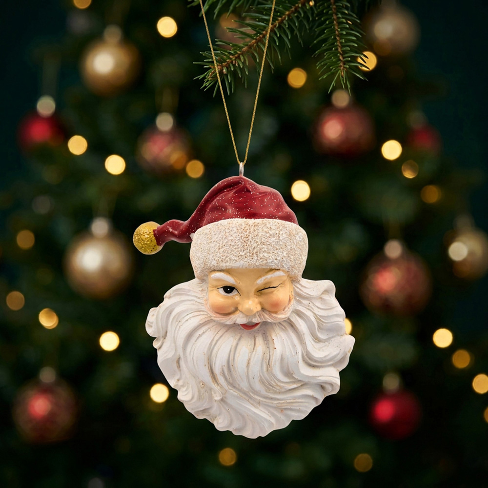 Winking Santa Hanging DecorationWhite Image 2