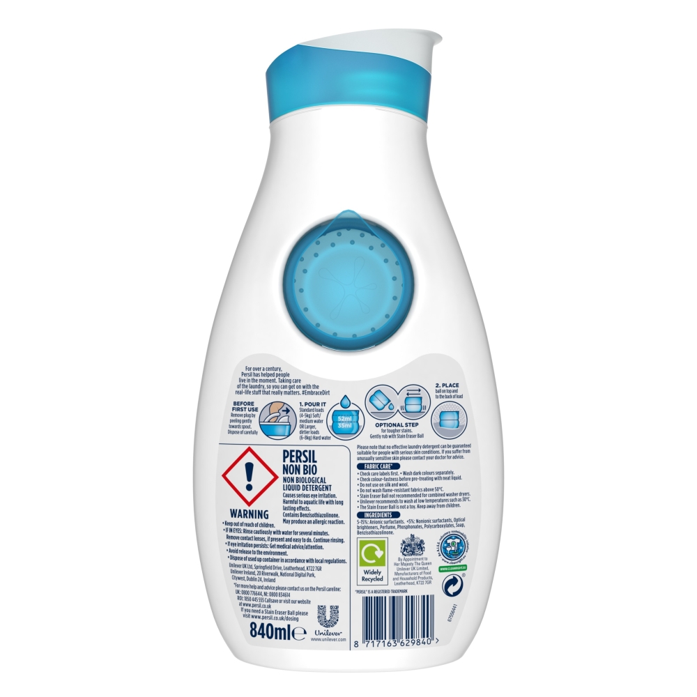 Persil Small and Mighty Non Bio Washing Liquid 24 Washes 840ml Image 2