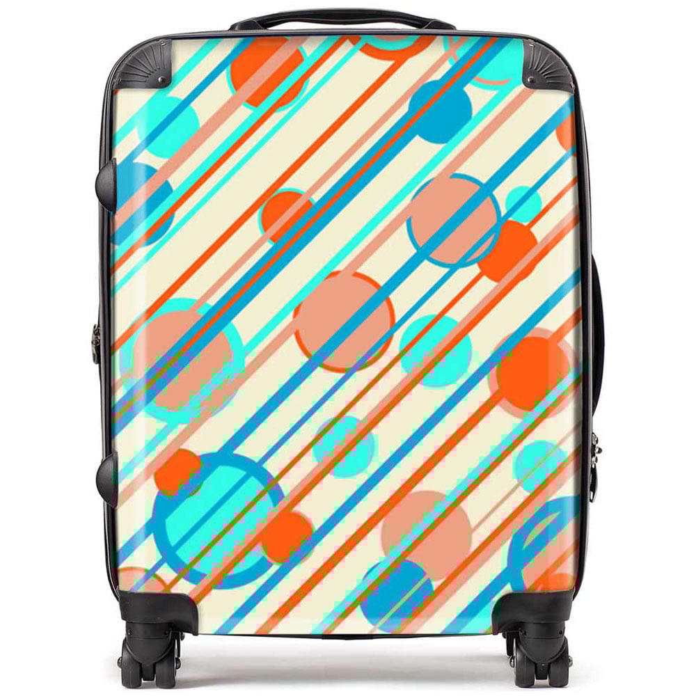 Warren Reed Designer Large Retro Stripes and Circles Suitcase Image 1