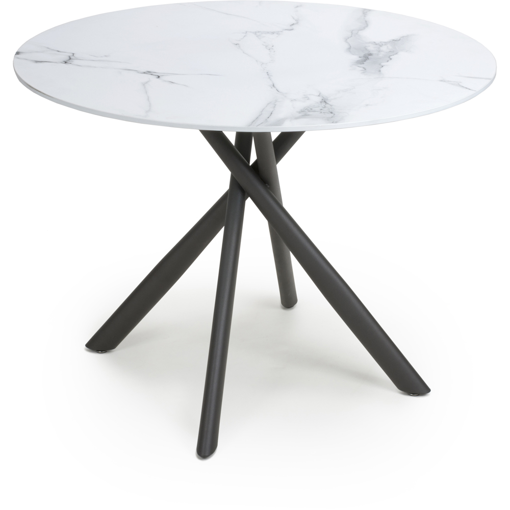 Avesta Marble Effect 4 Seater Round Dining Table White Image 2