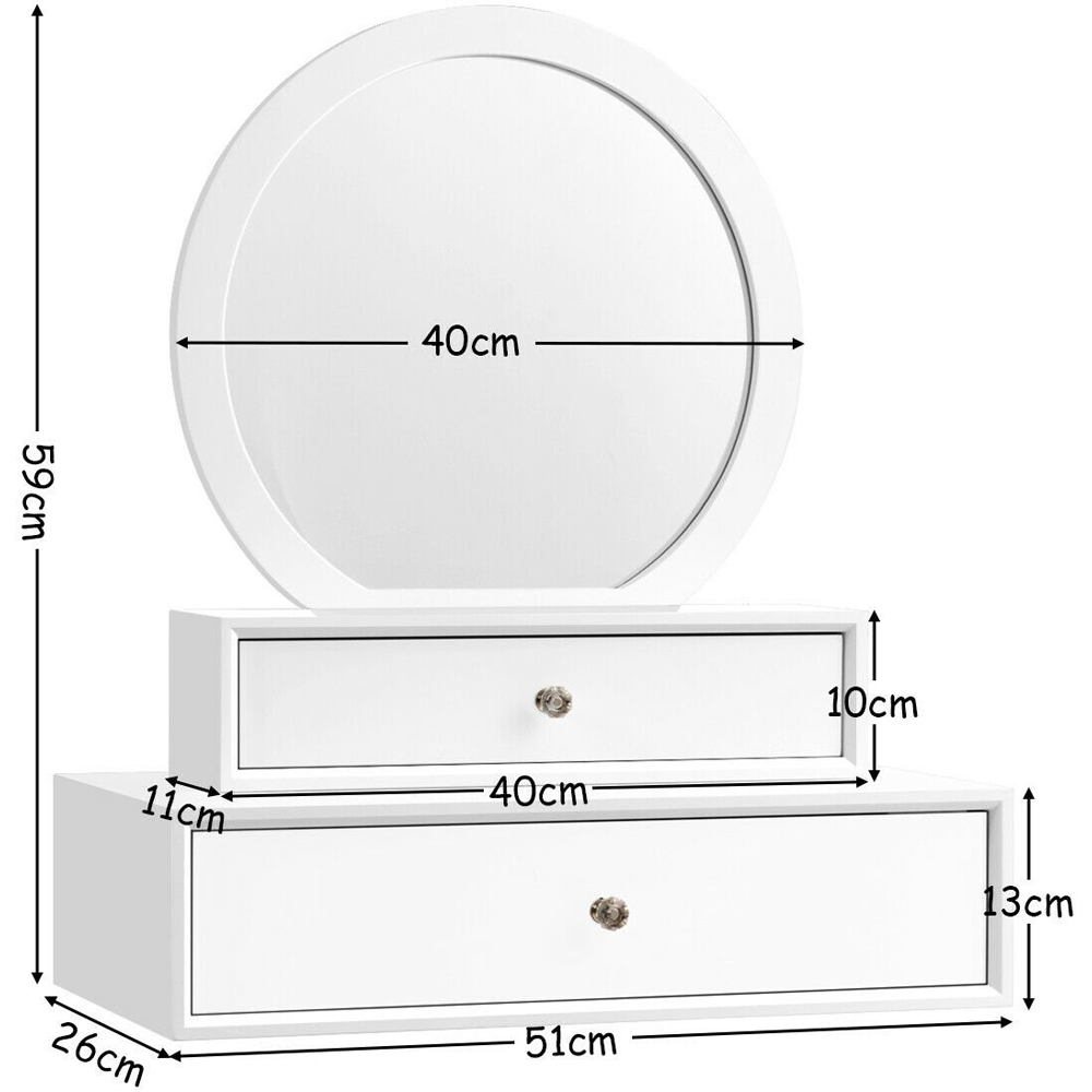 Costway 2 Drawer Wall Mounted Dressing Table with Mirror Image 9