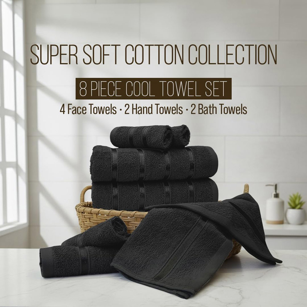 Smart Living Boston 8 Piece Black Towel Bale Set Image 7