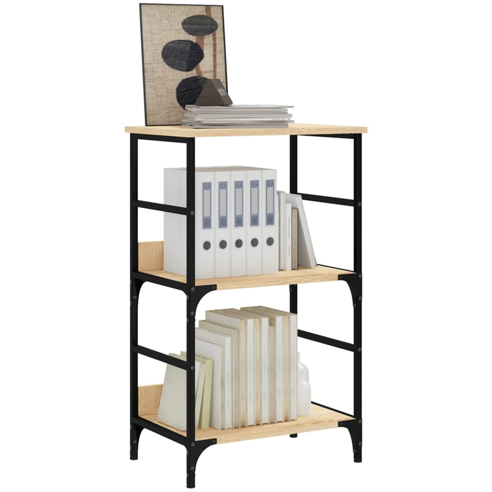 vidaXL 2 Shelf Sonoma Oak Wood and Steel Bookcase Image 3