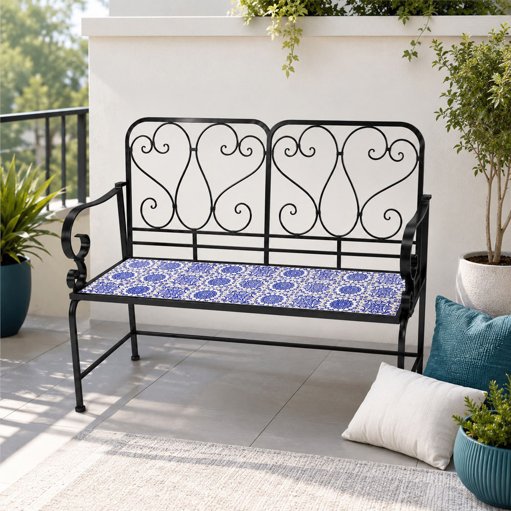 Shatchi Porto Mosaic 2 Seater Garden Bench Image 3