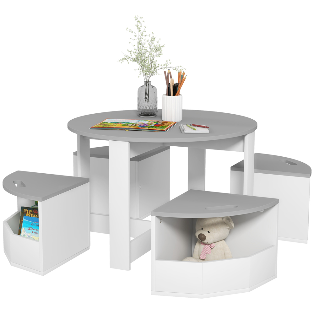 AIYAPLAY 5 Piece Grey Kids Table and Chairs Set Image 2