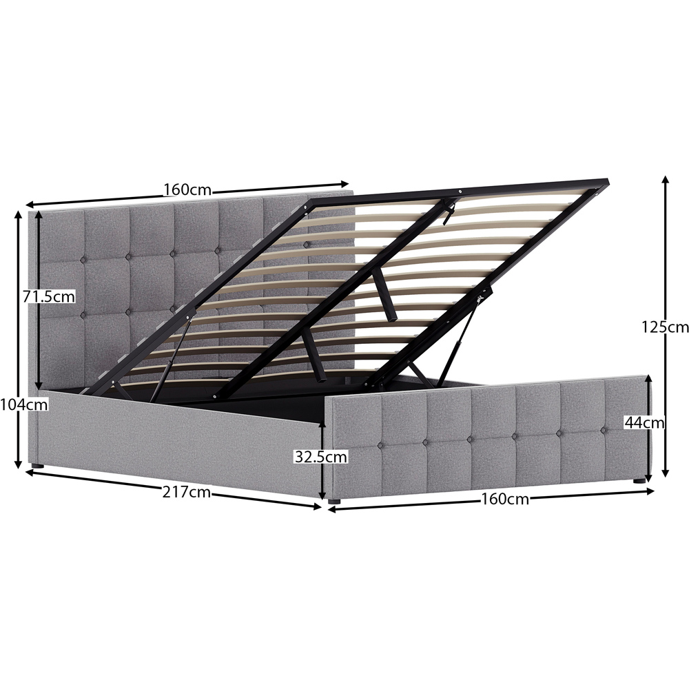 Vida Designs Valentina King Size Light Grey Linen Ottoman Bed Image 8