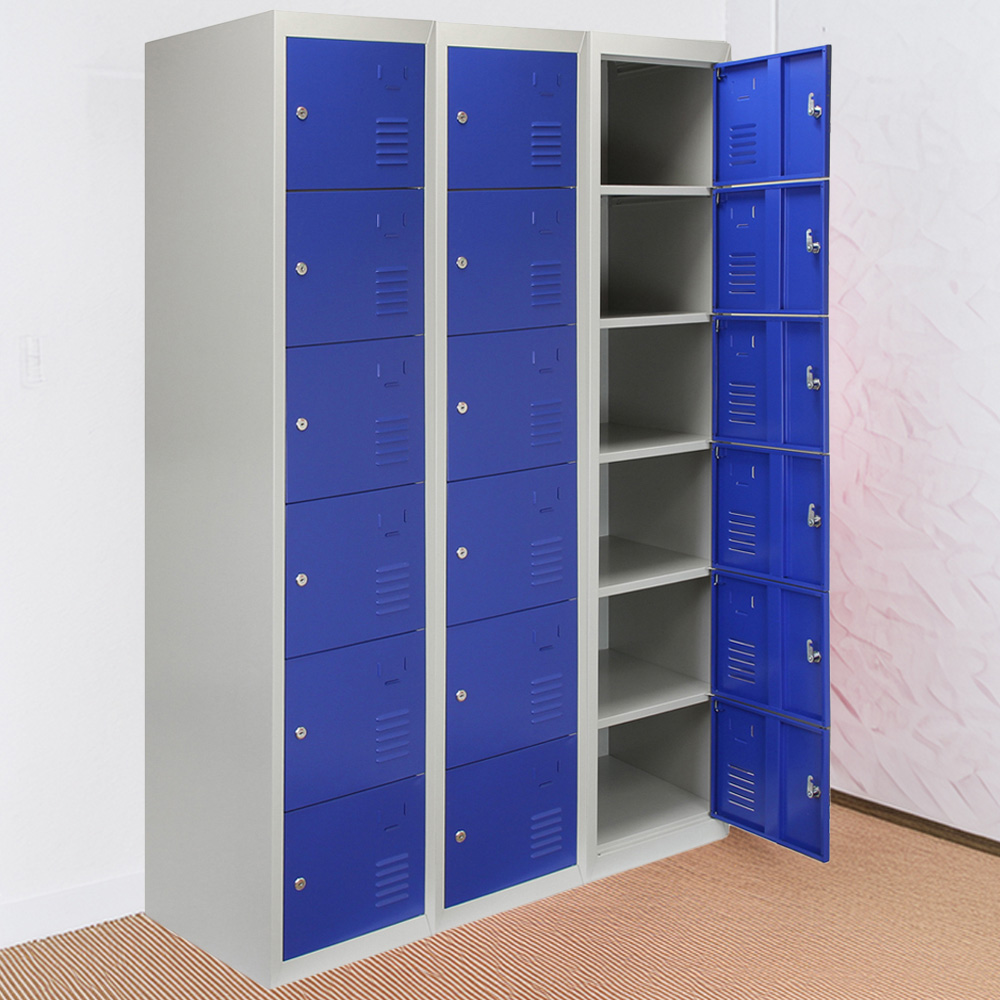 Monstershop 6 Door Blue Metal Storage Locker 3 Pack Image 1
