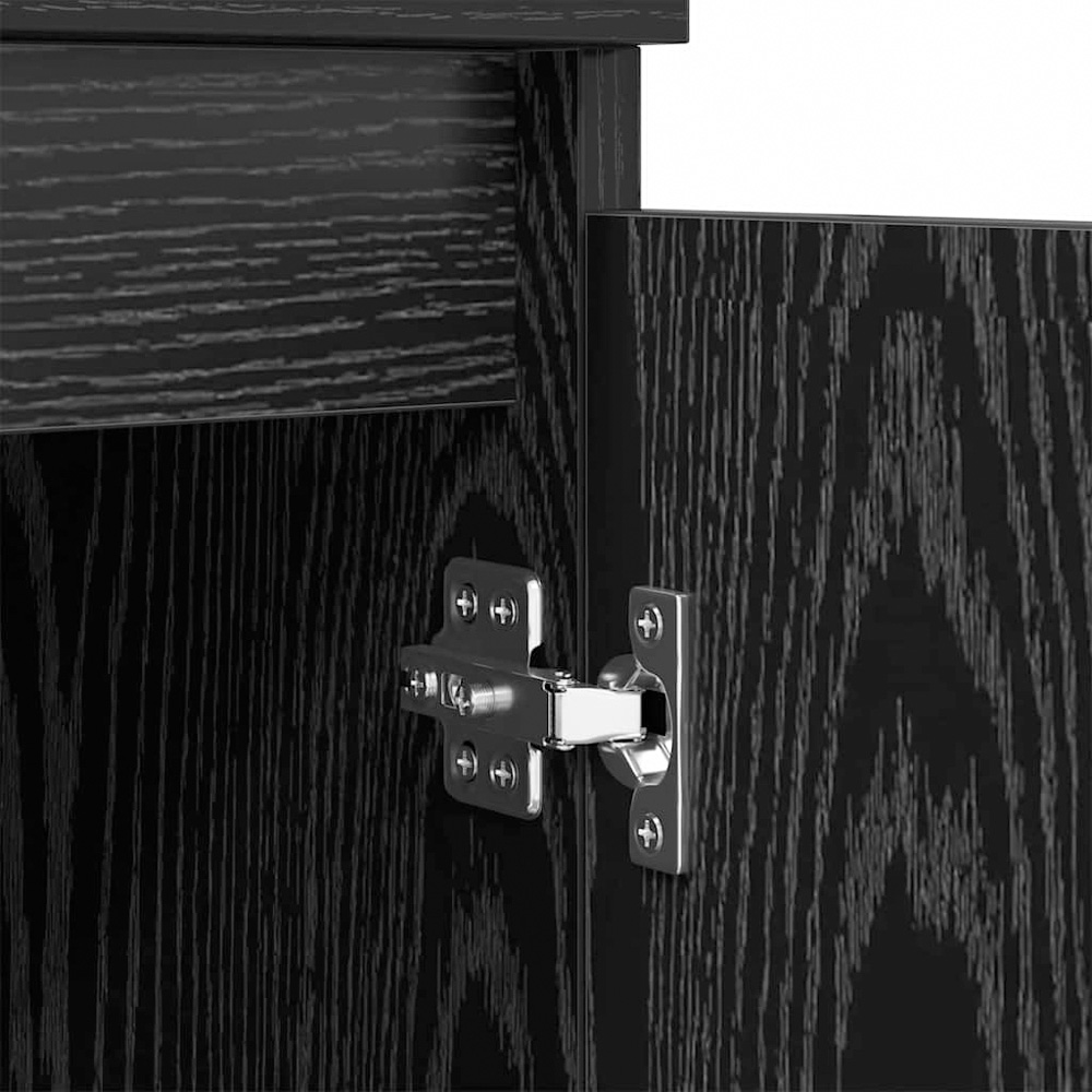 vidaXL 2 Door 2 Shelf Black Compact Sideboard Set of 3 Image 8