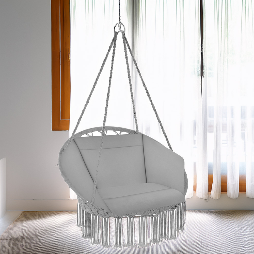 tectake Grazia Grey Swing Chair with Seat and Back Cushion Image 1