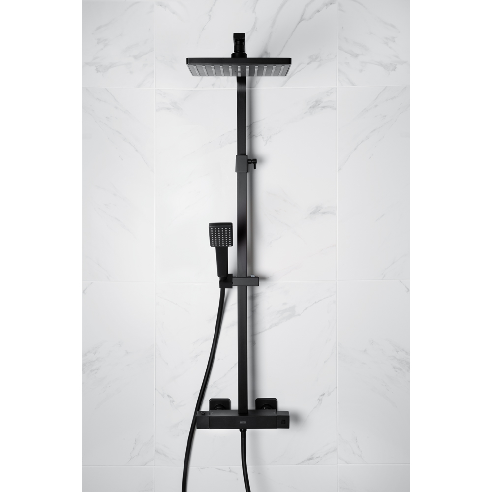 Bristan Craze Matt Black Thermostatic Waterfall Bar Mixer Shower with Multi-Function Handset Image 6